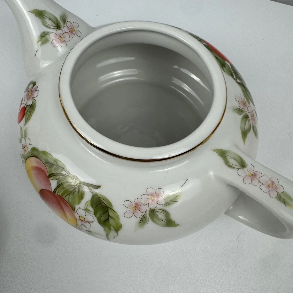 Vtg Andrea by Sadek Japan Porcelain Teapot Fruit Floral Cottagecore Tea Pot‎
